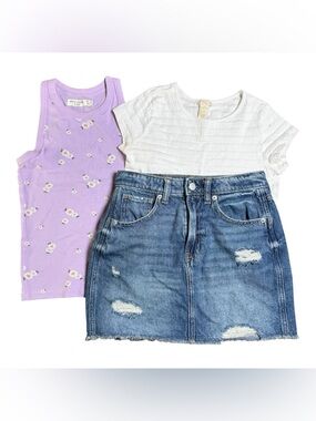 Girls Outfit Set Abercrombie Forever 21 GAP Size 11/12 Denim Skirt